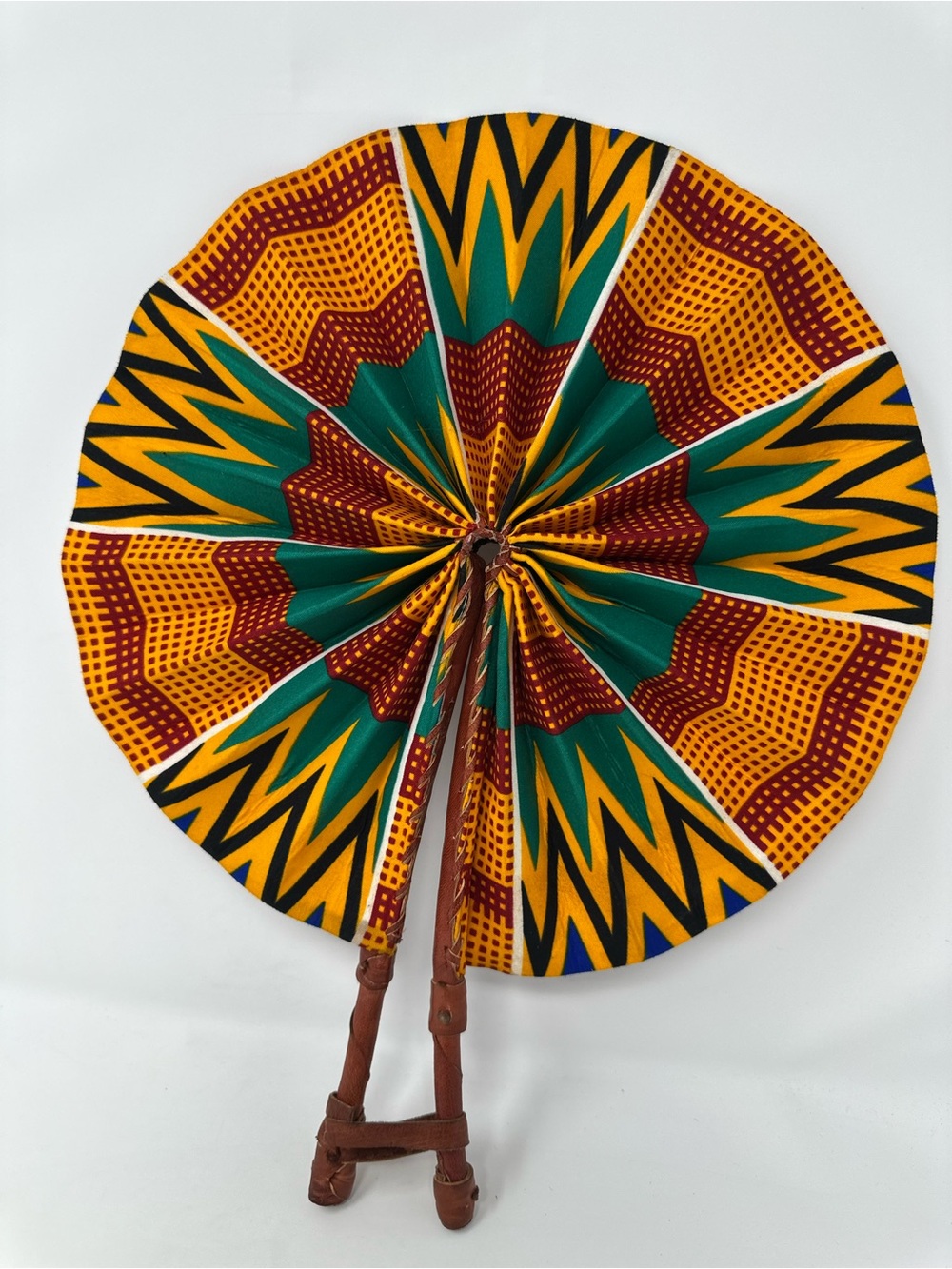 Handmade African Kente Print Folding Hand Fan Portable Summer Cooling Fan